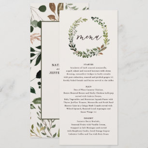 Fleurs rustiques et bois de cerf menu mariage
