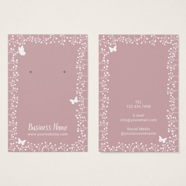 Fleurs rustiques et papillon Dusty rose oreille (Devant & derrière)
