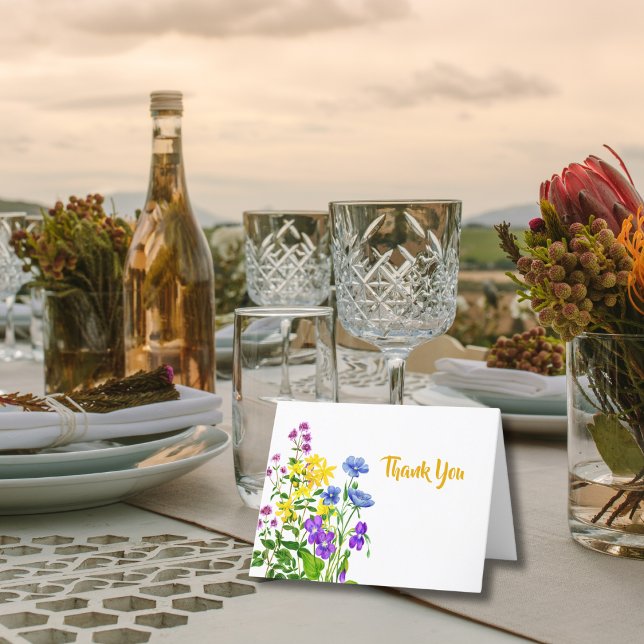 Fleurs sauvages aquarelle élégantes Merci  (Créateur téléchargé)