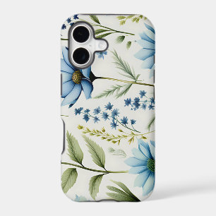 Fleurs sauvages aquarelle sur bleu clair
