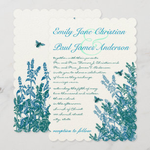 Fleurs sauvages bleues Faire-part de mariage #2