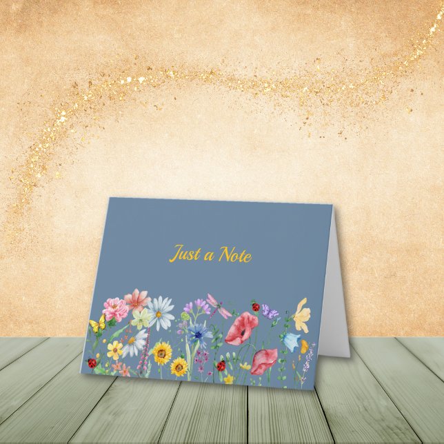 Fleurs sauvages bleus dans les cartes de notes sur (Personalize to add name or initials. Customize to change text, color, or style.)