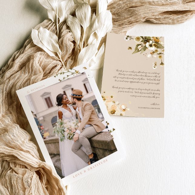 Fleurs sauvages Boho simples | Mariage photo Merci (Créateur téléchargé)