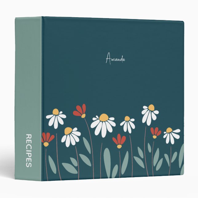 Fleurs sauvages colorées 3 anneau classeur (Devant/Côté)