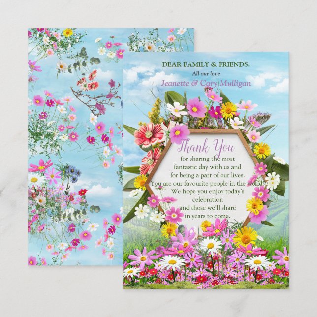 Fleurs sauvages contre un Carte de remerciements B (Devant / Derrière)