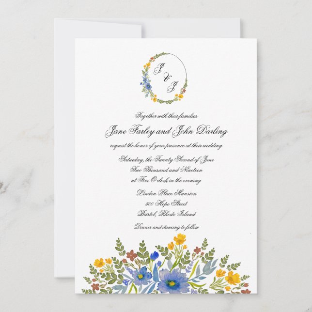 Fleurs sauvages dans les Faire-part de mariage de  (Devant)