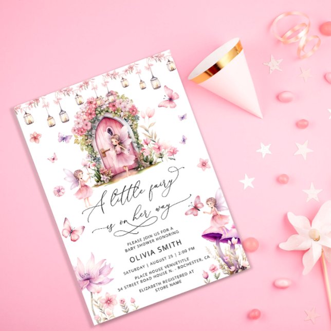 Fleurs sauvages de fée Baby shower rose Invitation (Créateur téléchargé)