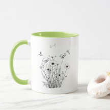 Fleurs sauvages en Mug de café noir et blanc