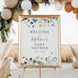 Fleurs sauvages et Affiche de bienvenue des abeill