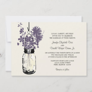 Fleurs sauvages et mariage Mason Jar Invitations