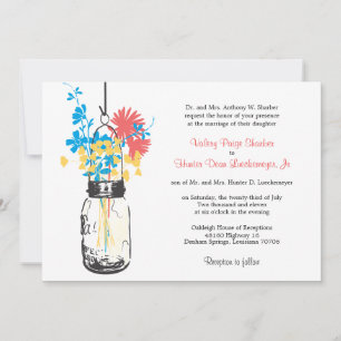 Fleurs sauvages et mariage Mason Jar Invitations