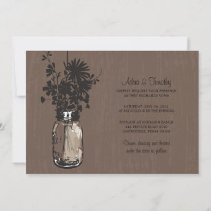 Fleurs sauvages et mariage Mason Jar Invitations