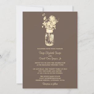 Fleurs sauvages et mariage Mason Jar Invitations