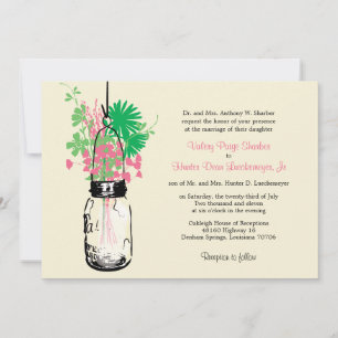 Fleurs sauvages et mariage Mason Jar Invitations