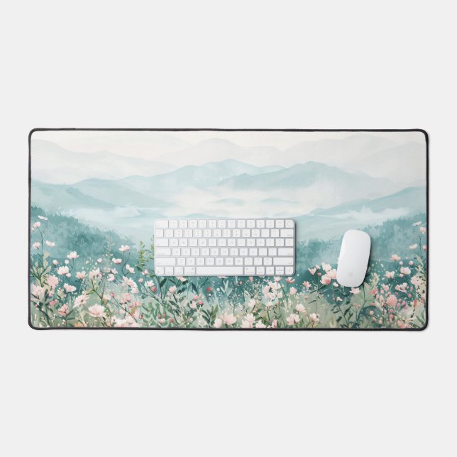 Fleurs sauvages et montagnes roses (Clavier et souris)