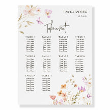 Fleurs sauvages Floral Blanc Mariage Carte de sièg