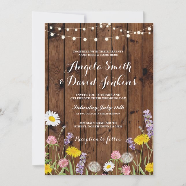 Fleurs sauvages Invitations de mariage Lumières de (Devant)