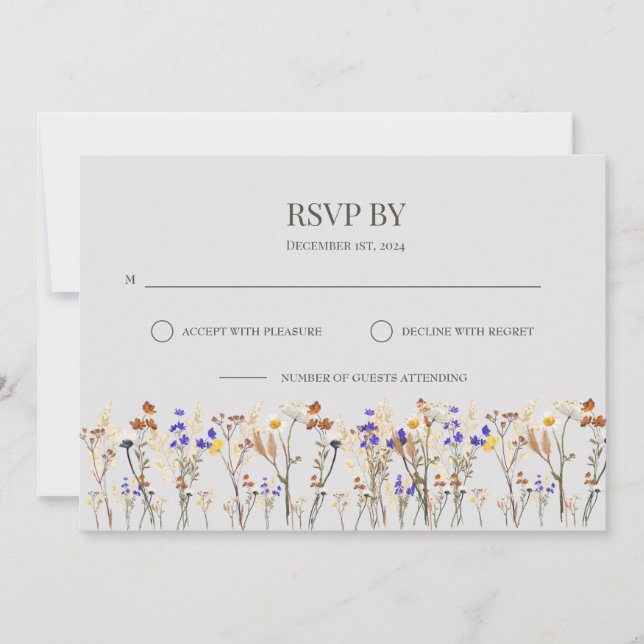 Fleurs sauvages Mariage Carte RSVP (Devant)