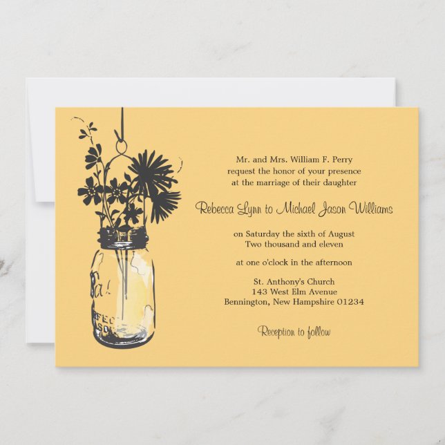 Fleurs sauvages & Mason Jar Mariage Invitations (Devant)