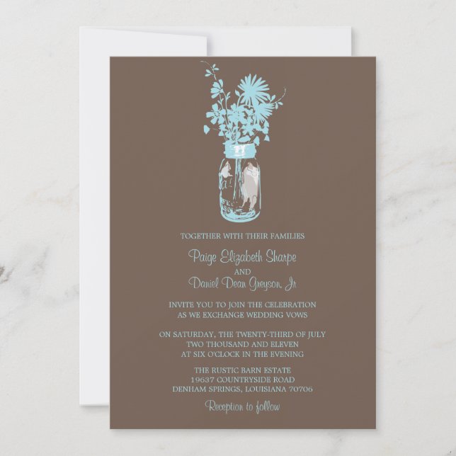 Fleurs sauvages & Mason Jar Mariage Invitations (Devant)