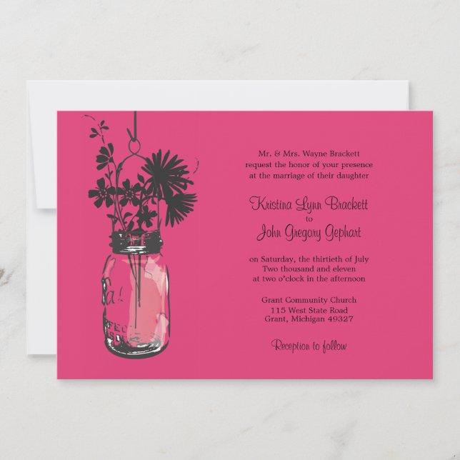 Fleurs sauvages & Mason Jar Mariage Invitations (Devant)