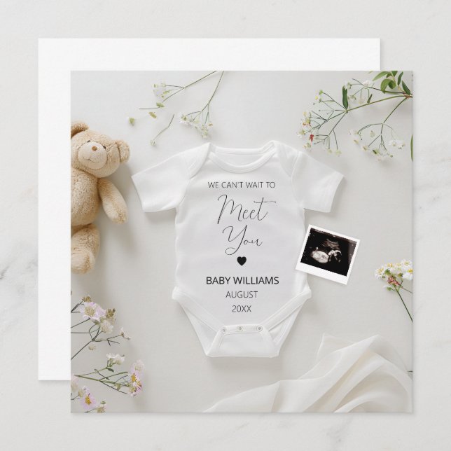 Fleurs sauvages modernes Faire-part de grossesse (Devant / Derrière)