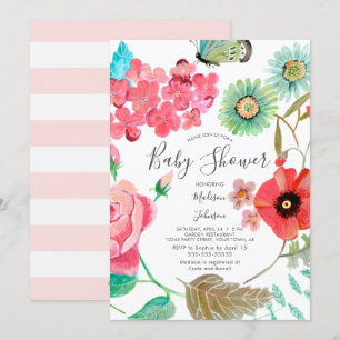 Fleurs sauvages Pavot   BABY SHOWER   Invitations