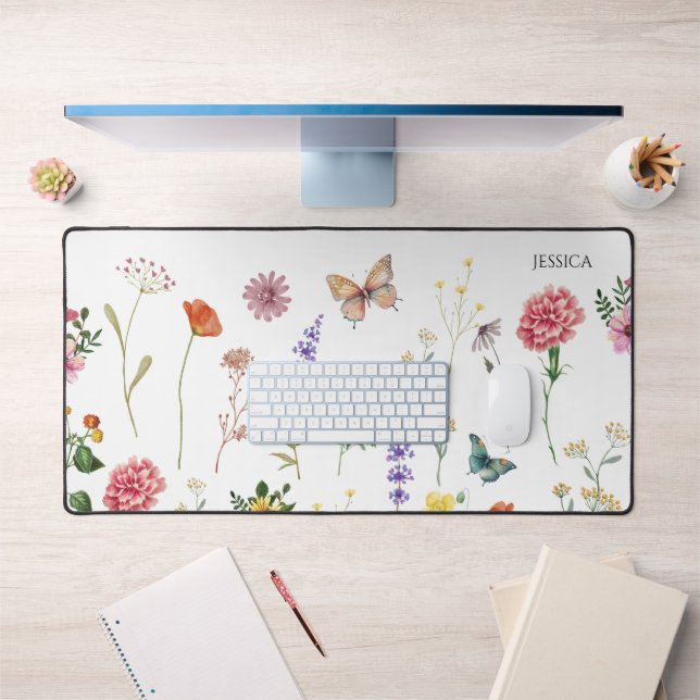 Fleurs sauvages Pressé Floral Simple Nom de bureau (Bureau 1)