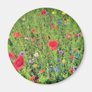 Fleurs sauvages Printemps Photo 5,7 Cm Magnet rond