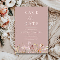Fleurs sauvages rose mauve boho save the date