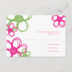 Fleurs sauvages roses et vertes Mariage RSVP