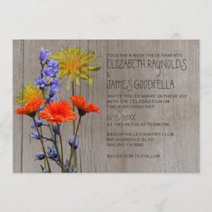 Fleurs sauvages rustiques épousant des invitations