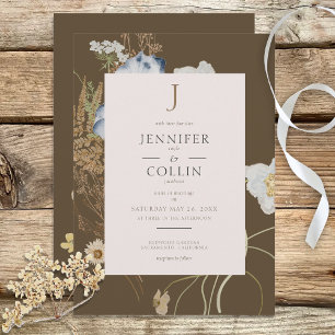 Fleurs sauvages sur le Faire-part de mariage Brown