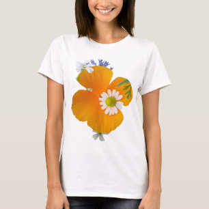 Fleurs sauvages : T-shirt jaune orange blanc