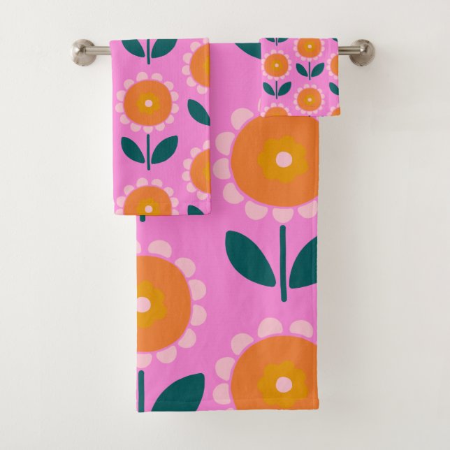 Fleurs scandinaves mignonnes en rose et orange  (En situation)