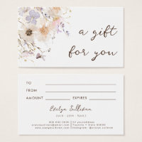 Fleurs séchées élégante carte cadeau