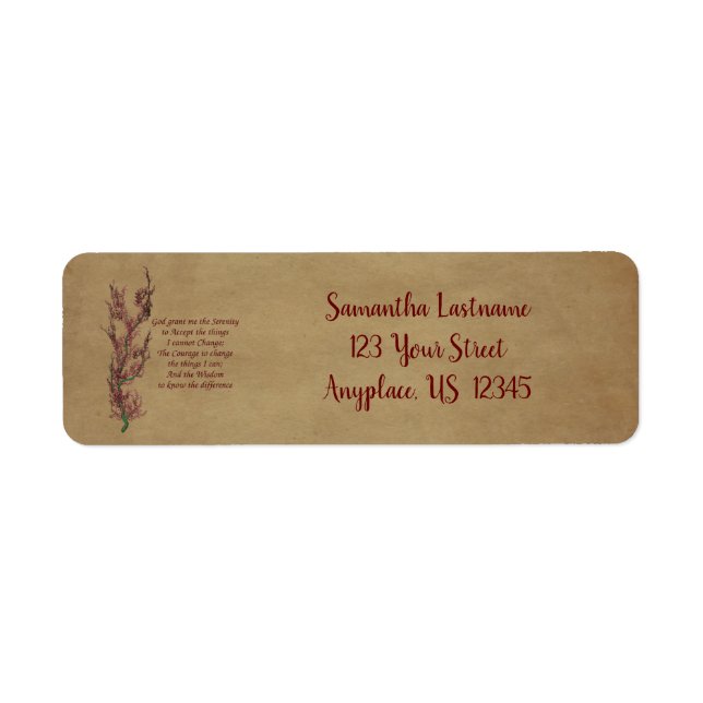 Fleurs Sérénité Prière Inspiration Adresse (Devant)