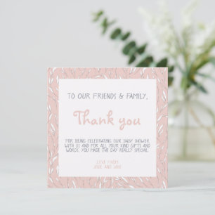 Fleurs simples baby shower rose carte de remerciem
