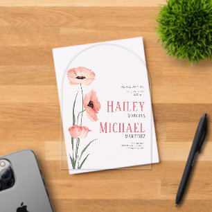 Fleurs simples de corail Invitation acrylique Mari