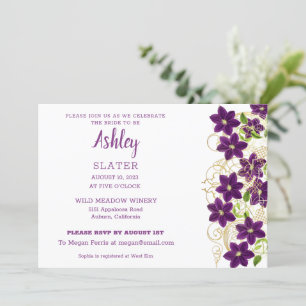 Fleurs sur Gold Trellis Invitation de douche nupti