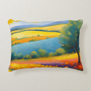 “Fleurs Tranquilles” Wide Landscape Provence Accent Pillow