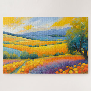 “Fleurs Tranquilles” Wide Landscape Provence Jigsaw Puzzle