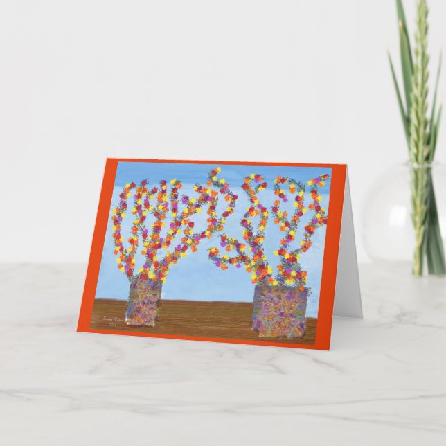 Fleurs très vives, joyeuses, carte de voeux (Devant)