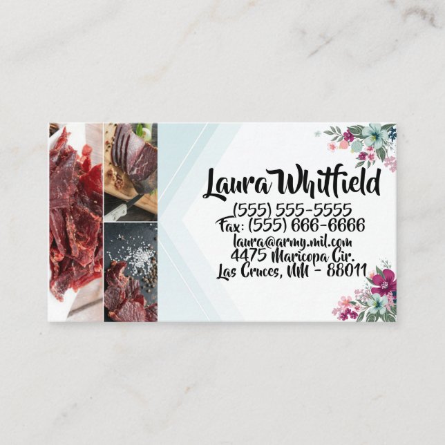 Fleurs tropicales cartes de visite sur Blue Ombre (Devant)