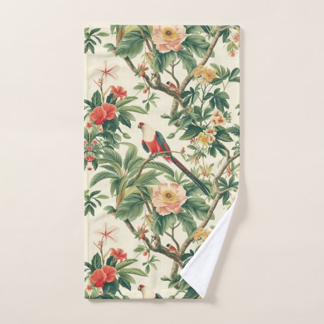 Fleurs tropicales colorées Oiseaux (Serviette à main)