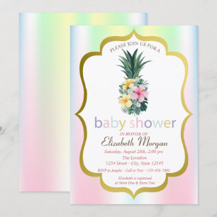 Fleurs tropicales d'ananas Baby shower Invitation