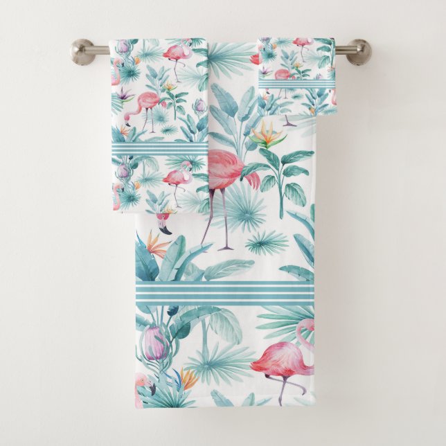 Fleurs tropicales feuilles roses motif (En situation)