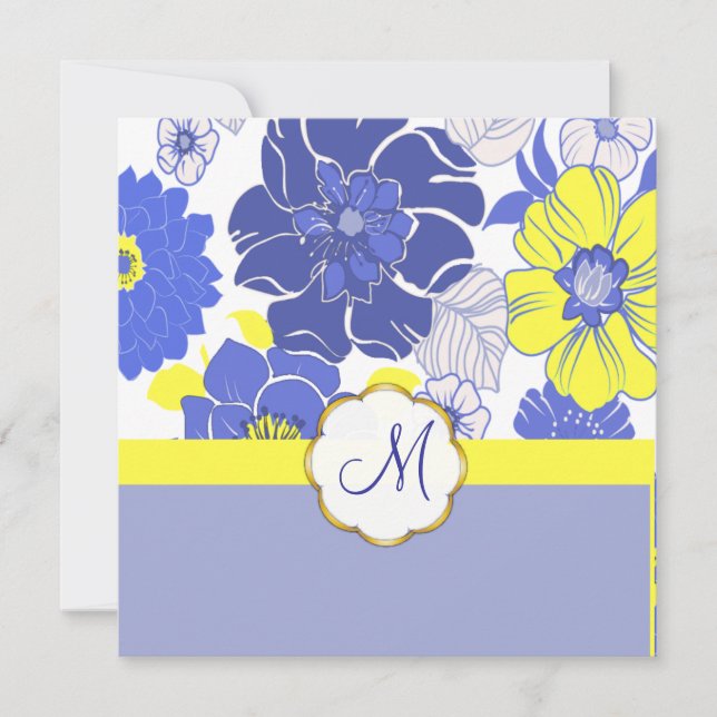 Fleurs tropicales + Monogrammes, Invitations (Devant)