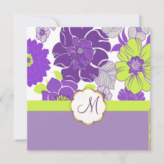 Fleurs tropicales + Monogrammes, Invitations (Devant)
