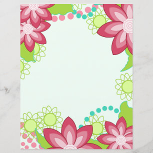 Fleurs tropicales   Papier à lettres en corail ros